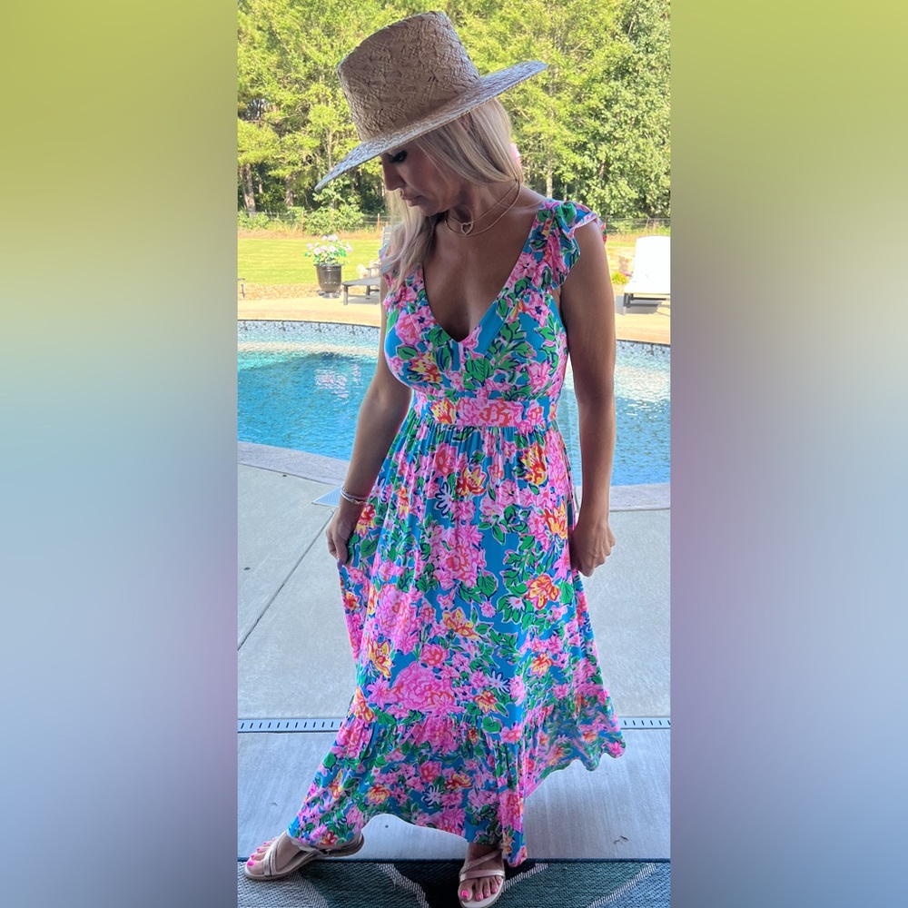 NWT Lilly Pulitzer Vyra Maxi Multi Rose To the Occasion Dress 4 new